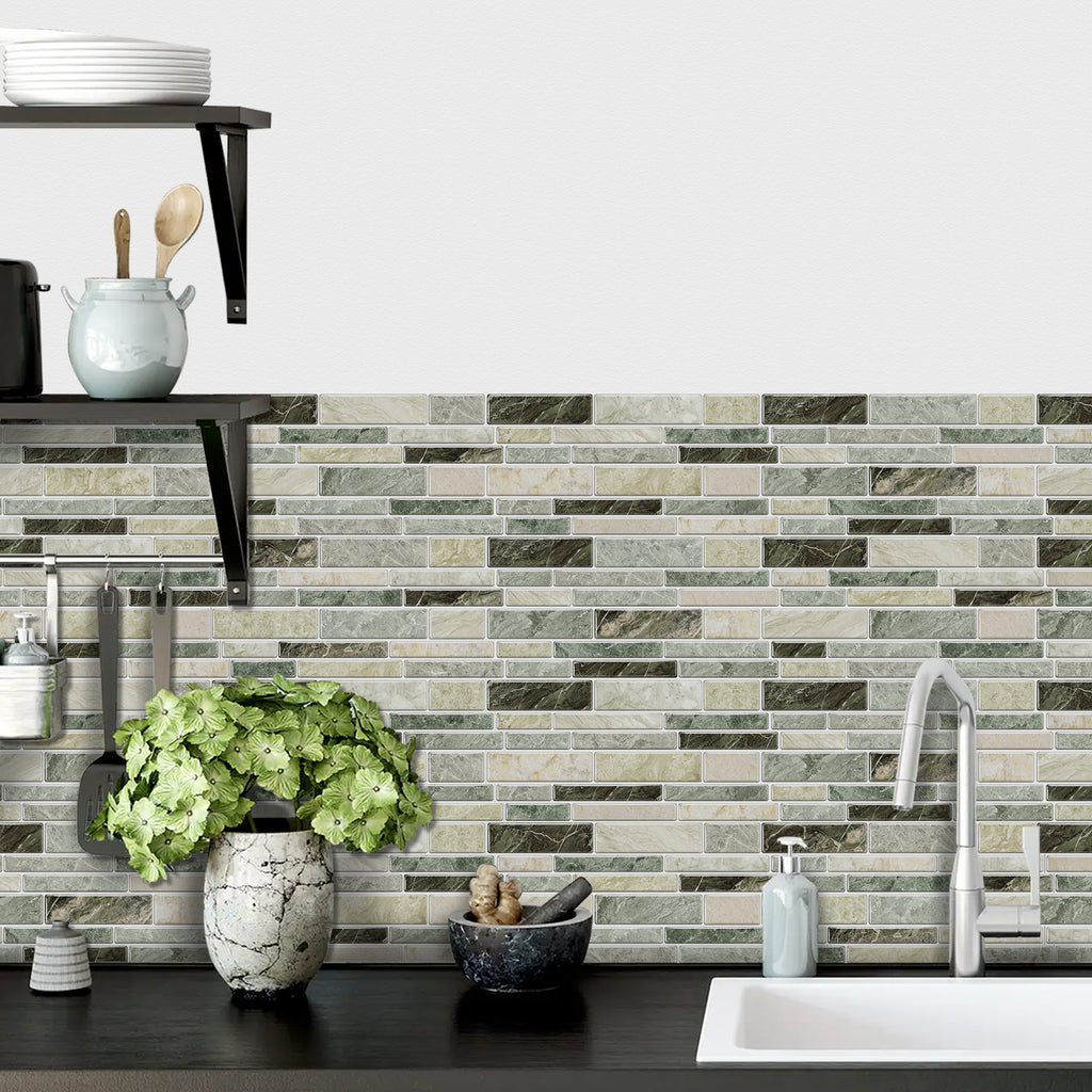 Linear Mosaic Tile Stickers - Slate Gray - High Gloss Crystal Film