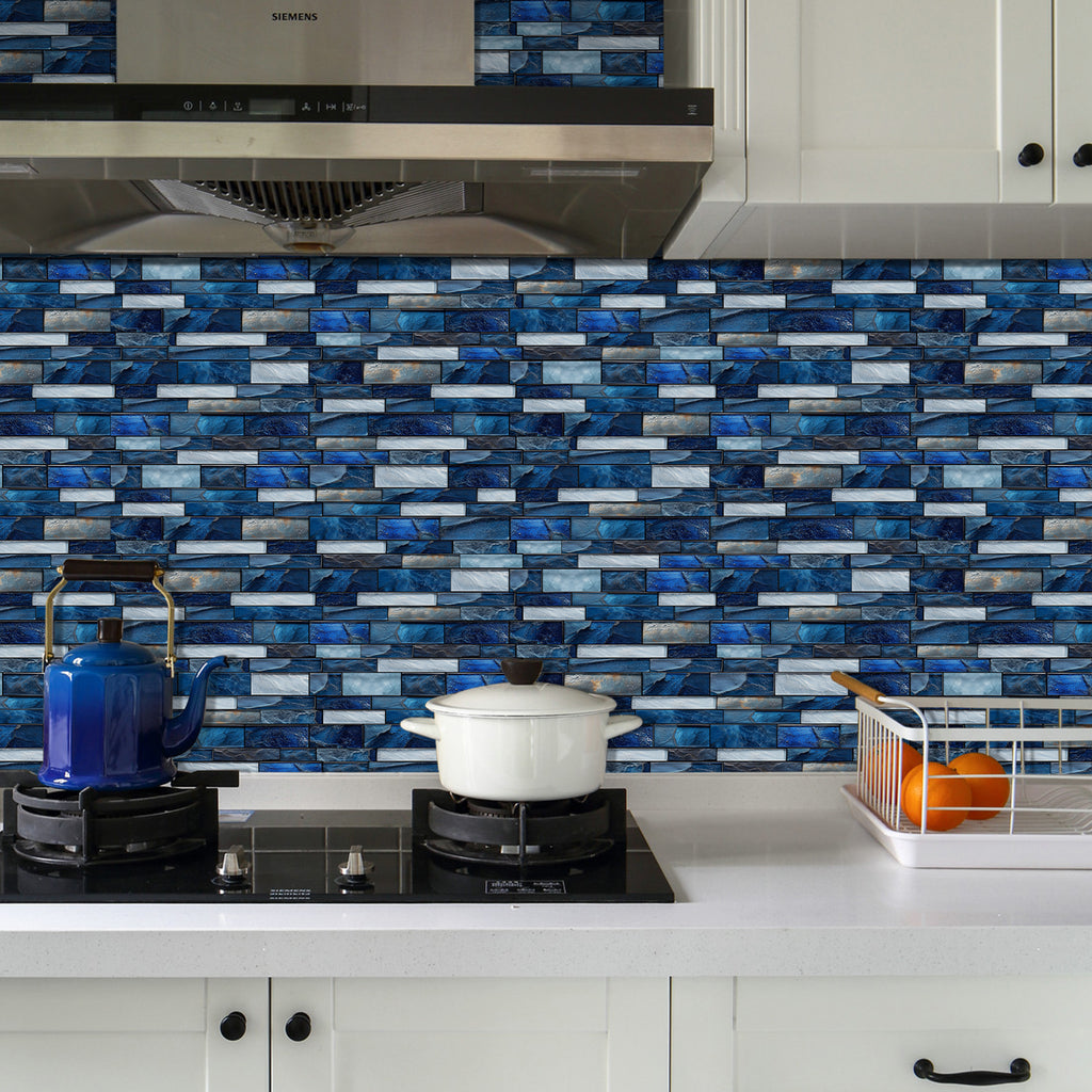Linear Mosaic Tile Stickers - Sapphire Blue - High Gloss Crystal Film