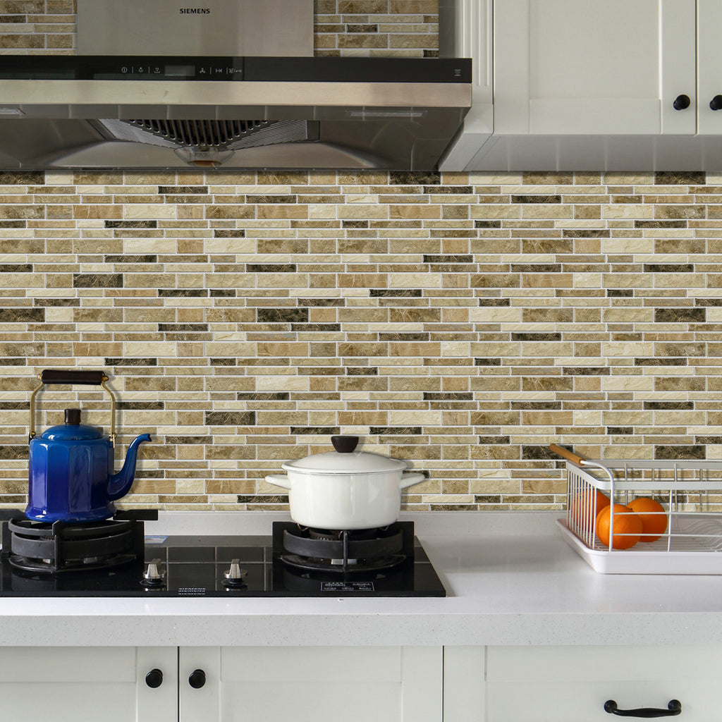 Linear Mosaic Tile Stickers - Warm Apricot - High Gloss Crystal Film