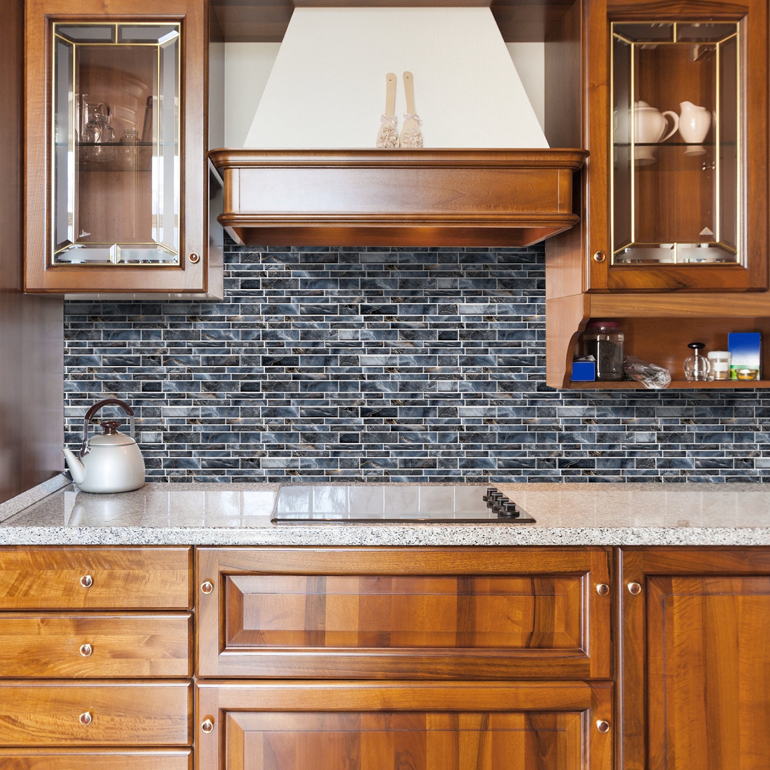 Linear Mosaic Tile Stickers - Slate Grey - High Gloss Crystal Film