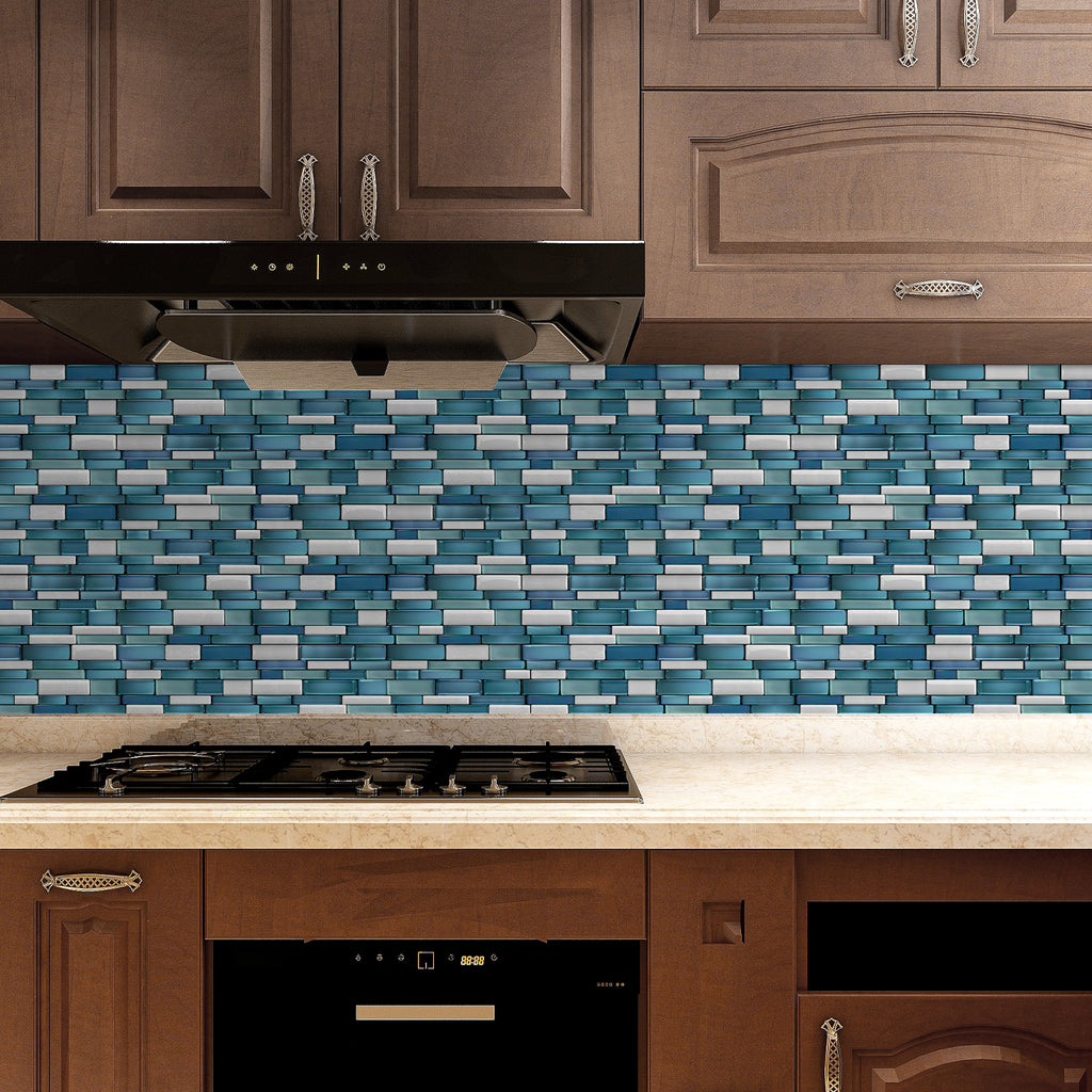 Linear Mosaic Tile Stickers - Lake Blue - High Gloss Crystal Film