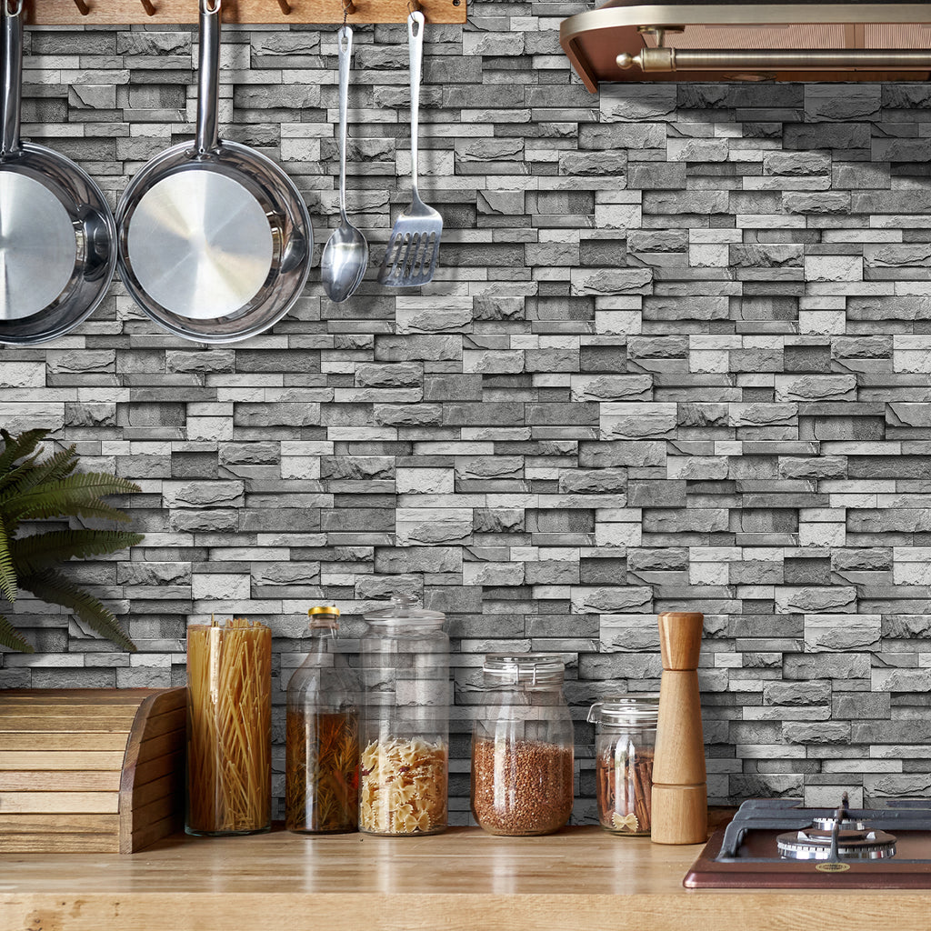 Linear Mosaic Tile Stickers - Dark Gray - High Gloss Crystal Film