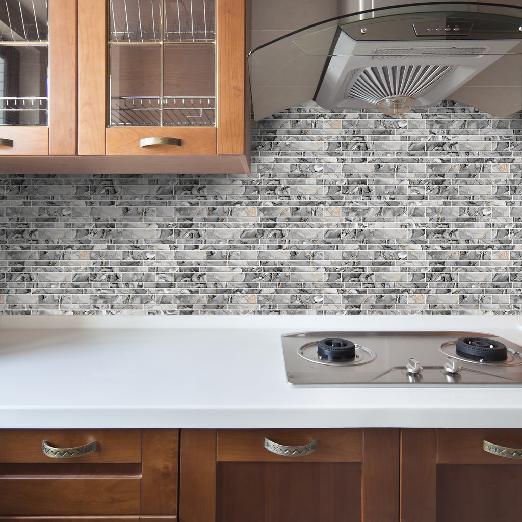 Linear Mosaic Tile Stickers - Rock Gray - High Gloss Crystal Film