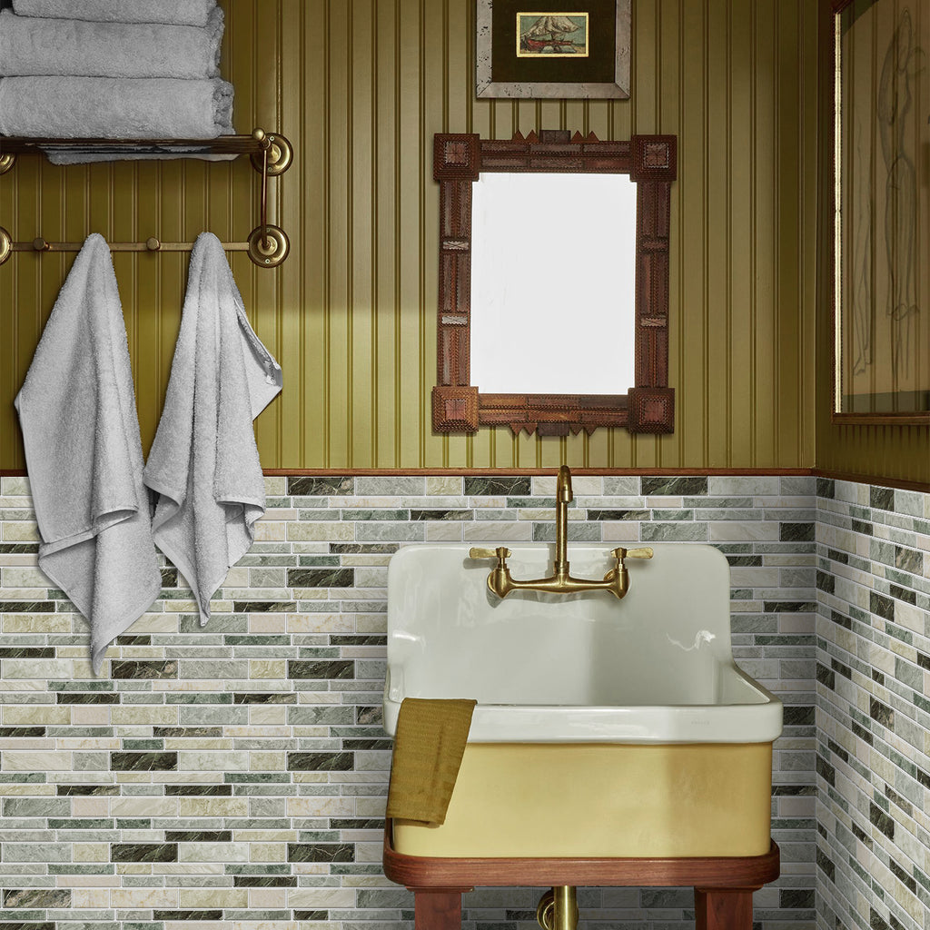 Linear Mosaic Tile Stickers - Slate Gray - High Gloss Crystal Film