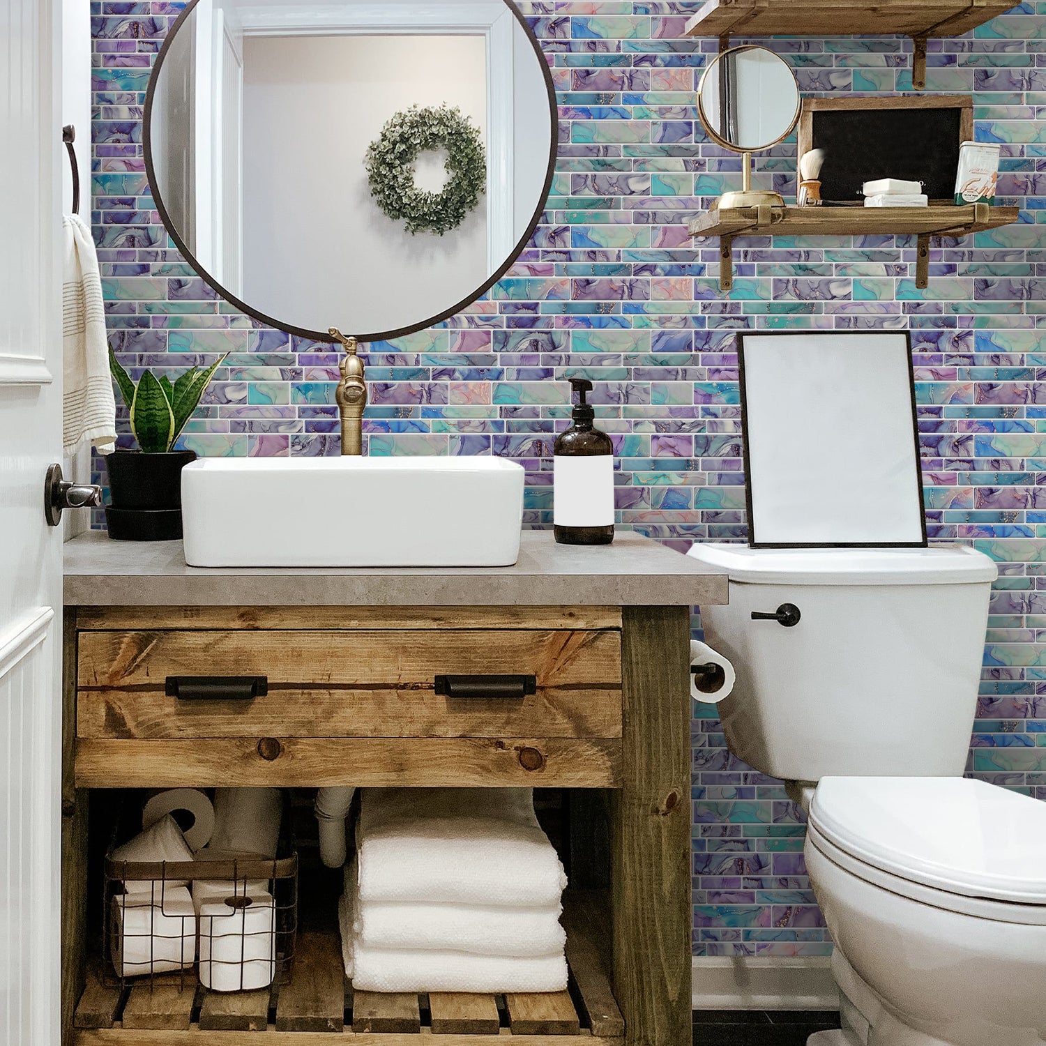 Linear Mosaic Tile Stickers - Dreamy Macaron - High Gloss Crystal Film