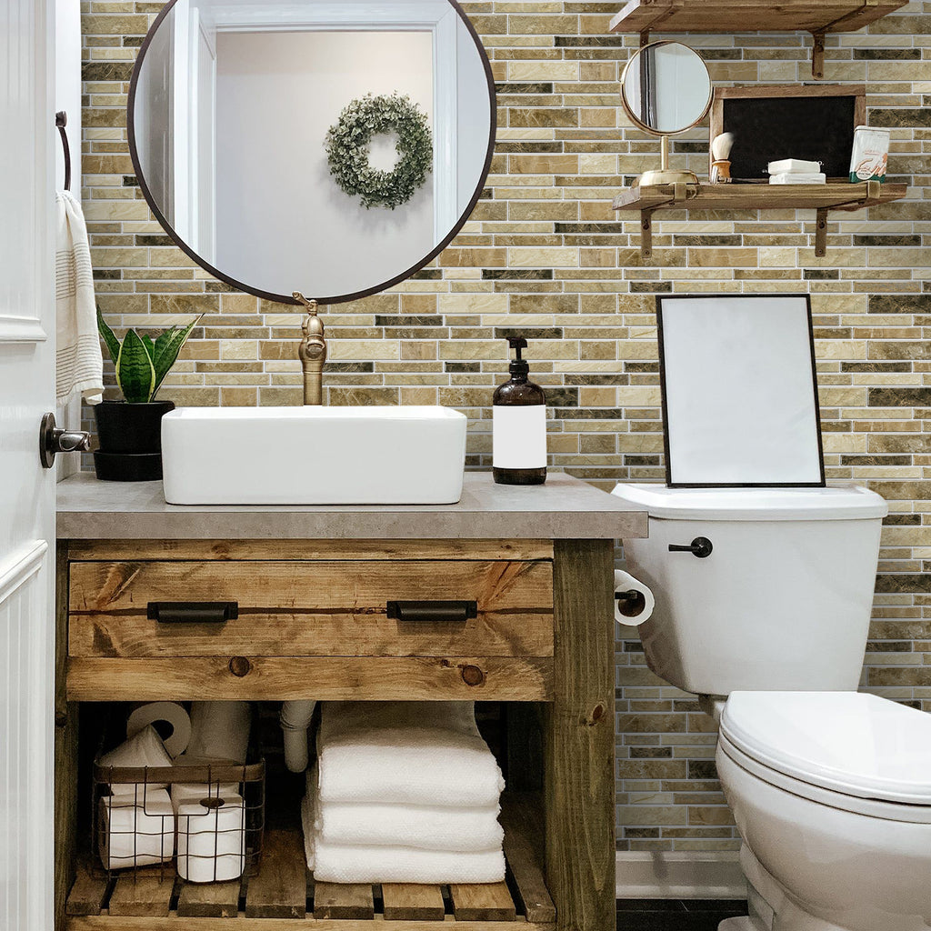 Linear Mosaic Tile Stickers - Warm Apricot - High Gloss Crystal Film