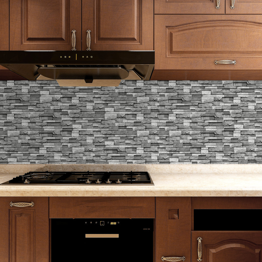 Linear Mosaic Tile Stickers - Dark Gray - High Gloss Crystal Film