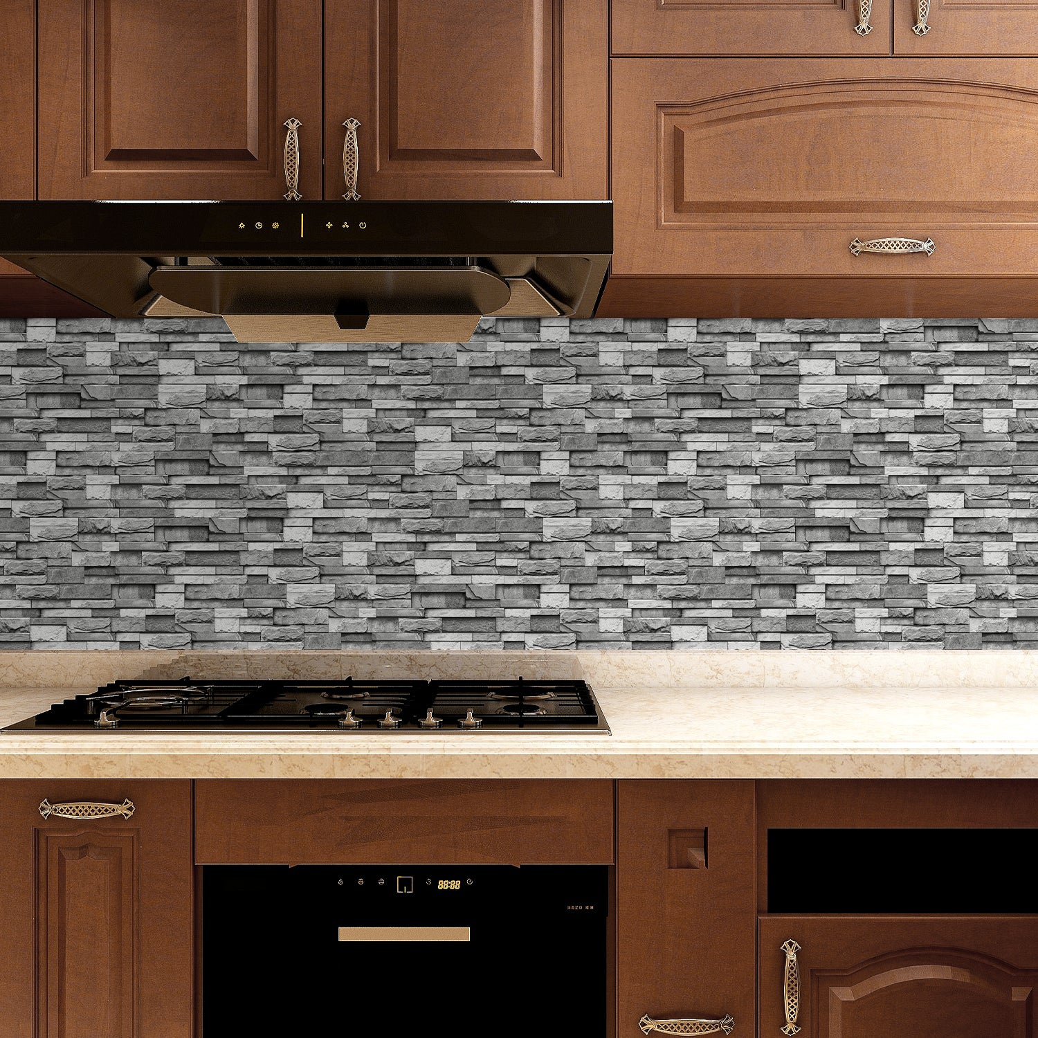 Linear Mosaic Tile Stickers - Dark Gray - High Gloss Crystal Film