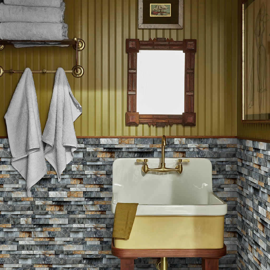 Linear Mosaic Tile Stickers - Bronze Black - High Gloss Crystal Film