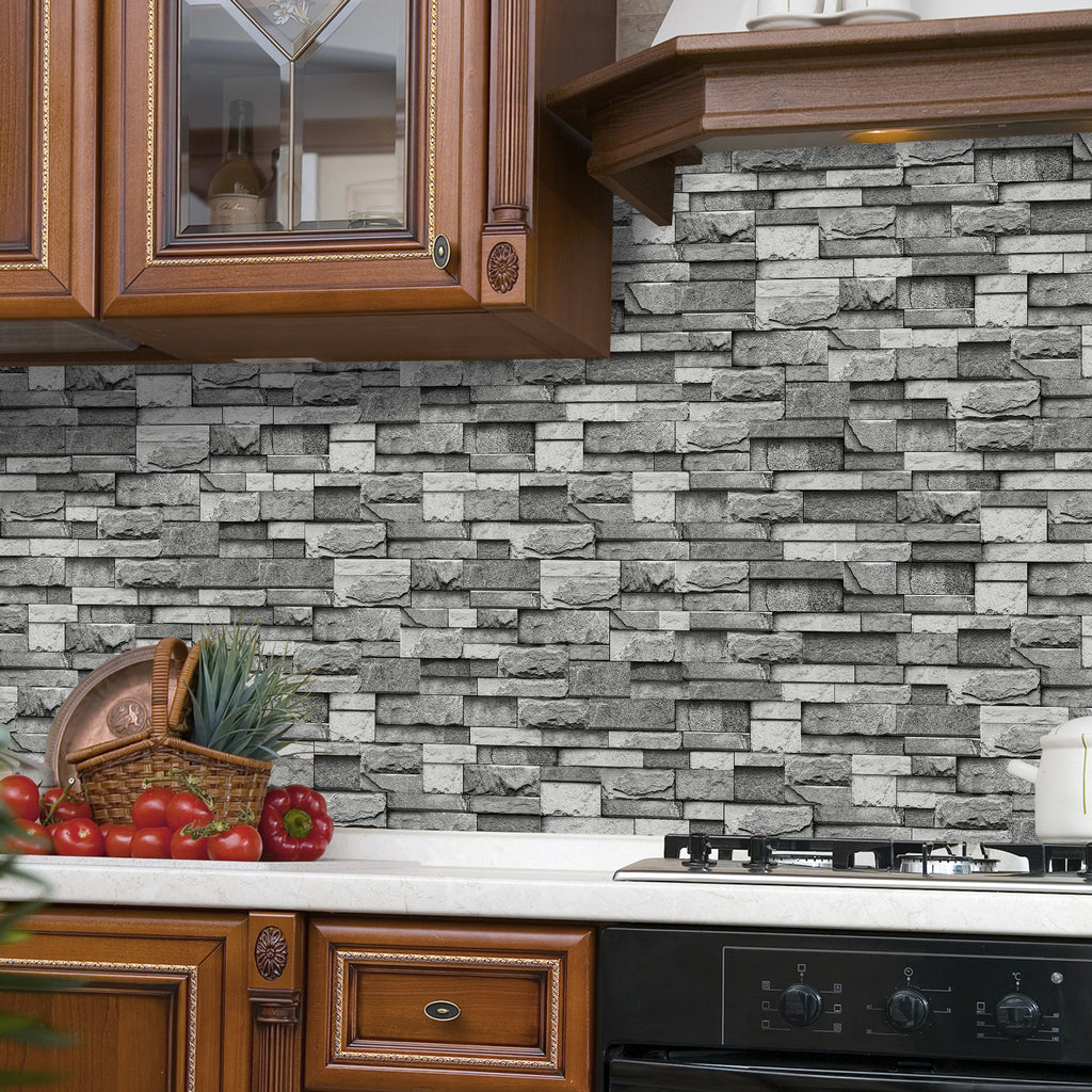 Linear Mosaic Tile Stickers - Dark Gray - High Gloss Crystal Film