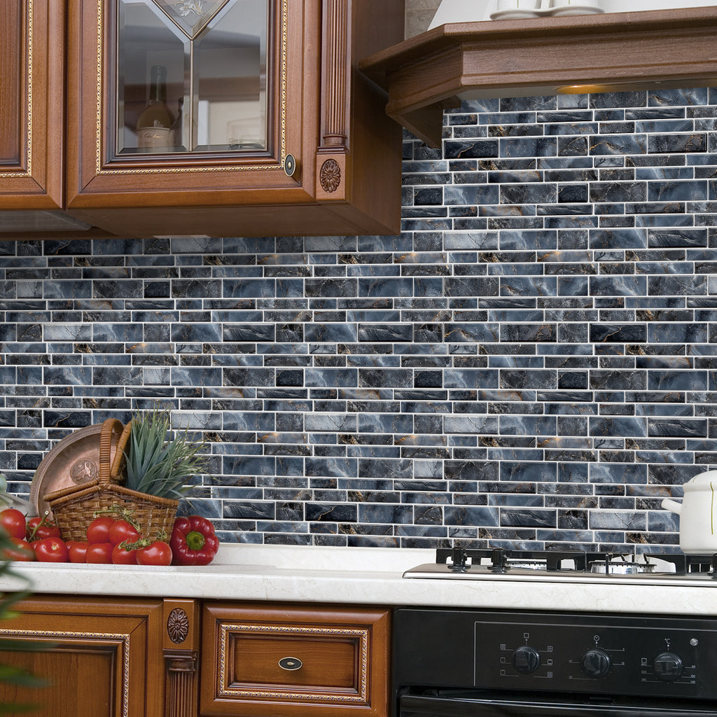 Linear Mosaic Tile Stickers - Slate Grey - High Gloss Crystal Film