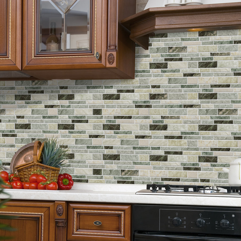 Linear Mosaic Tile Stickers - Slate Gray - High Gloss Crystal Film