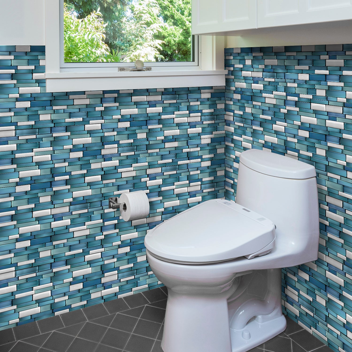 Linear Mosaic Tile Stickers - Lake Blue - High Gloss Crystal Film