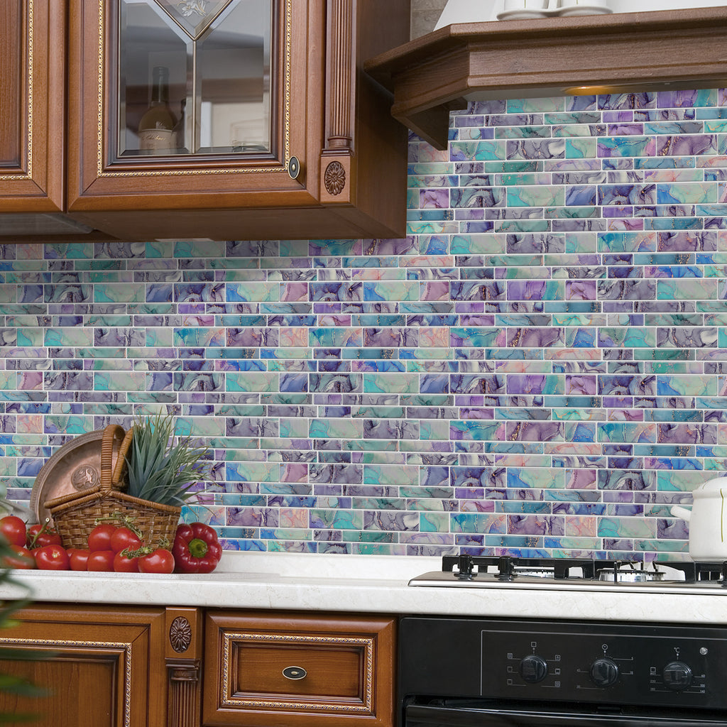 Linear Mosaic Tile Stickers - Dreamy Macaron - High Gloss Crystal Film