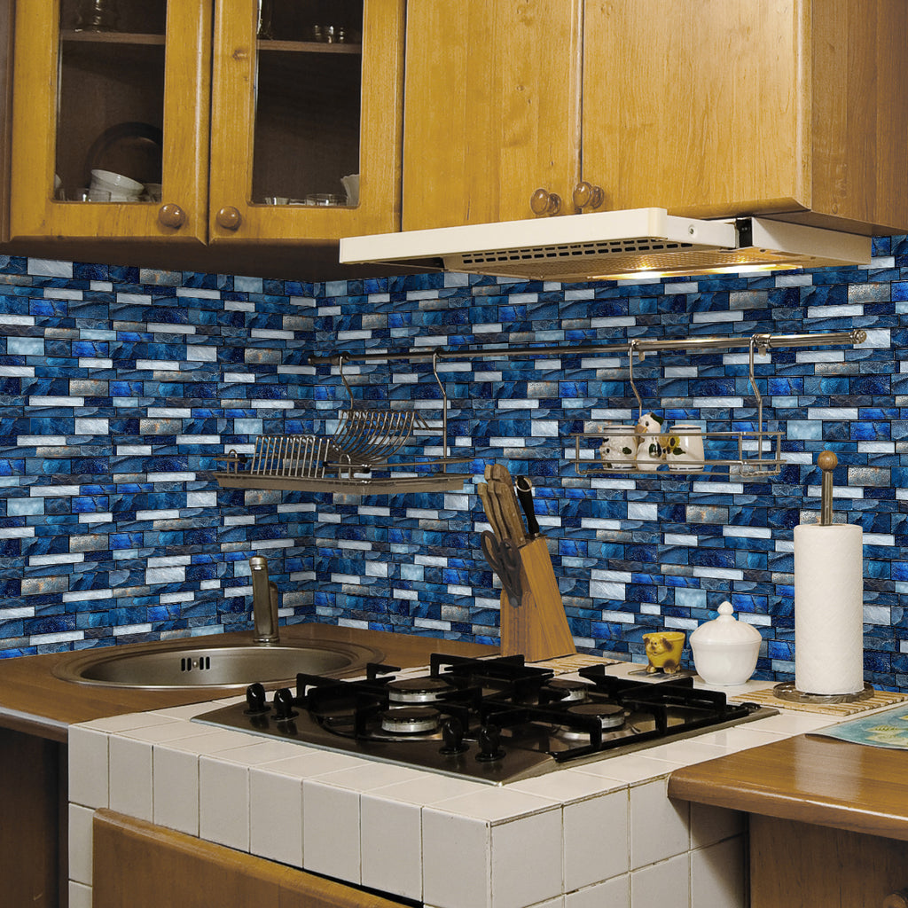 Linear Mosaic Tile Stickers - Sapphire Blue - High Gloss Crystal Film