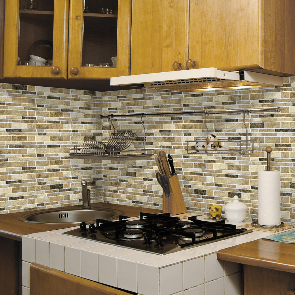 Linear Mosaic Tile Stickers - Warm Apricot - High Gloss Crystal Film