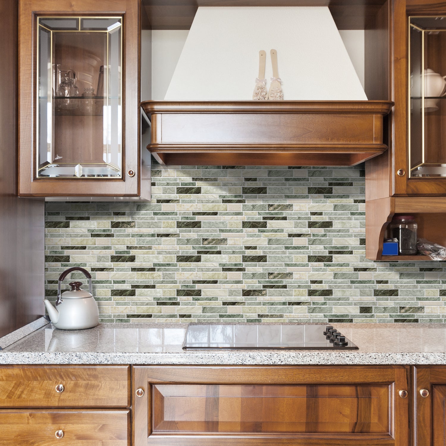 Linear Mosaic Tile Stickers - Slate Gray - High Gloss Crystal Film