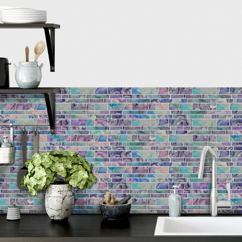 Linear Mosaic Tile Stickers - Dreamy Macaron - High Gloss Crystal Film