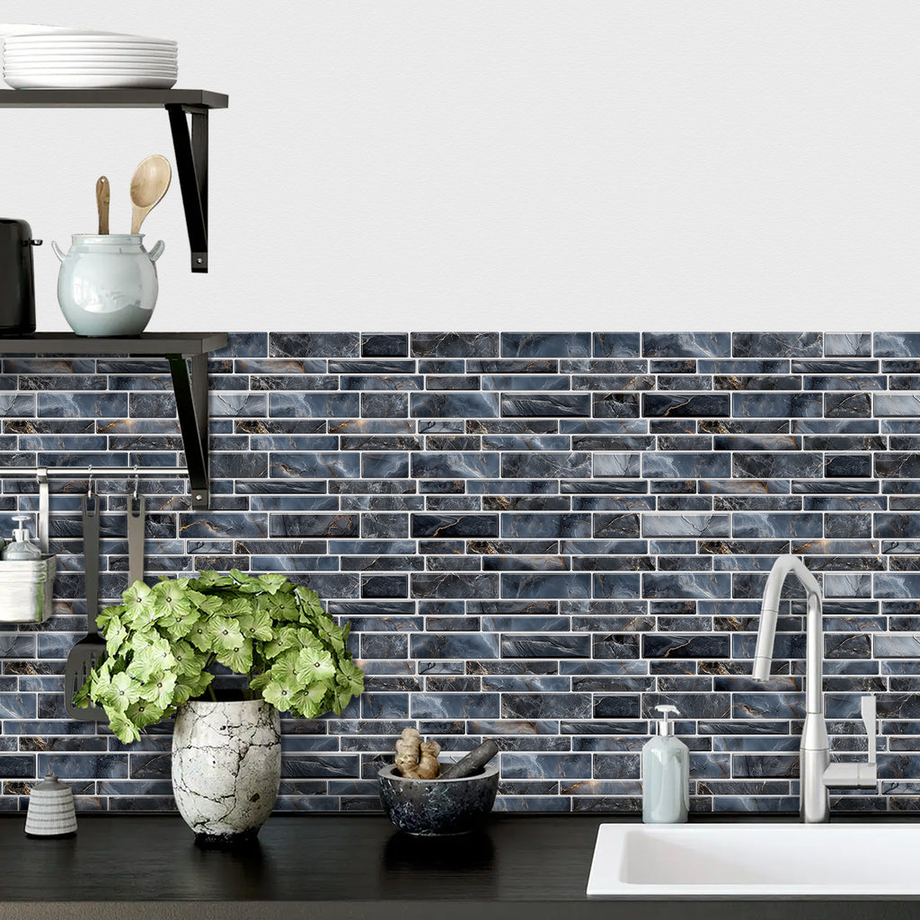 Linear Mosaic Tile Stickers - Slate Grey - High Gloss Crystal Film