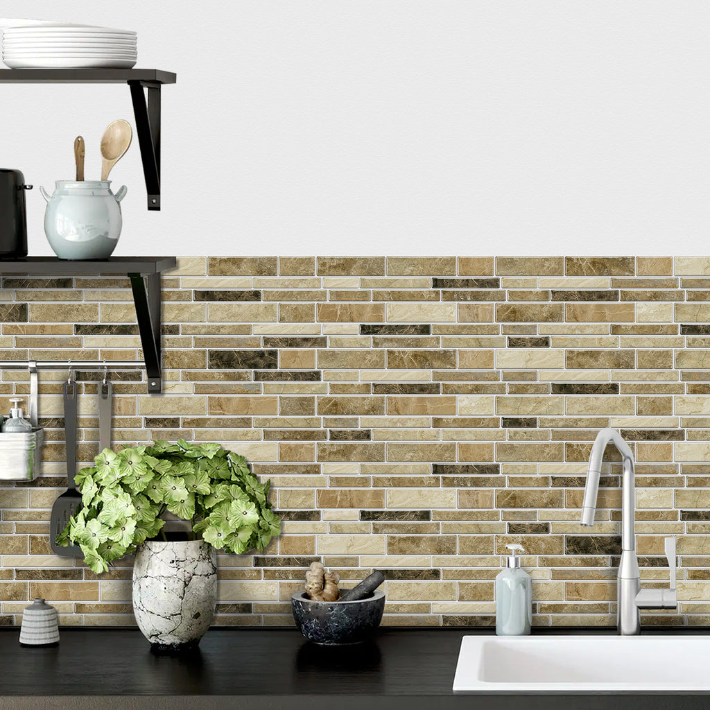 Linear Mosaic Tile Stickers - Warm Apricot - High Gloss Crystal Film