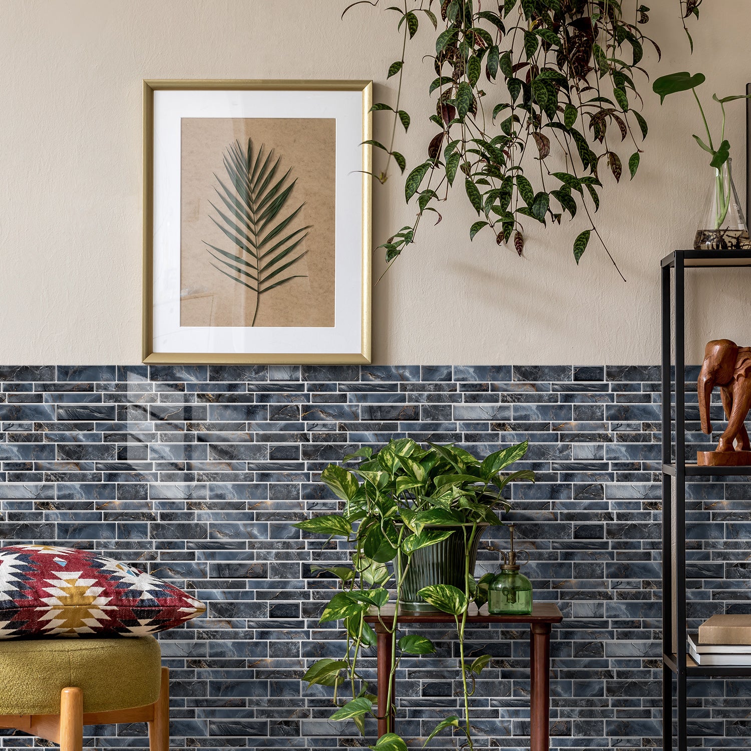 Linear Mosaic Tile Stickers - Slate Grey - High Gloss Crystal Film
