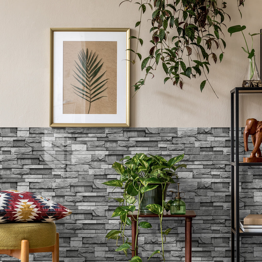 Linear Mosaic Tile Stickers - Dark Gray - High Gloss Crystal Film