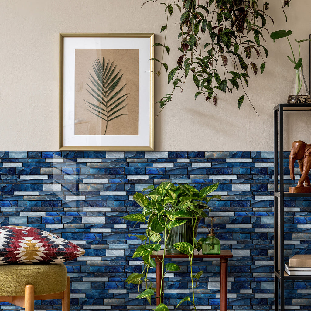Linear Mosaic Tile Stickers - Sapphire Blue - High Gloss Crystal Film