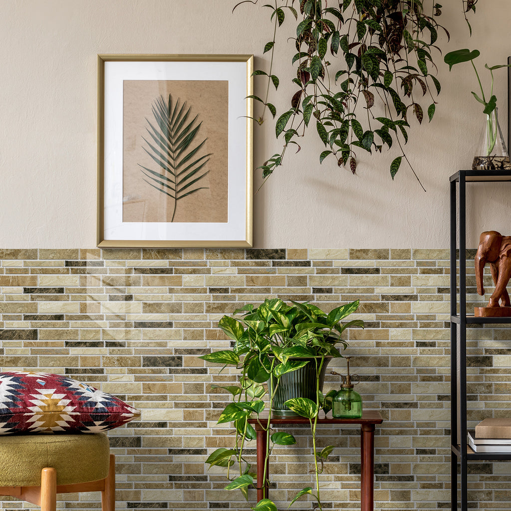 Linear Mosaic Tile Stickers - Warm Apricot - High Gloss Crystal Film
