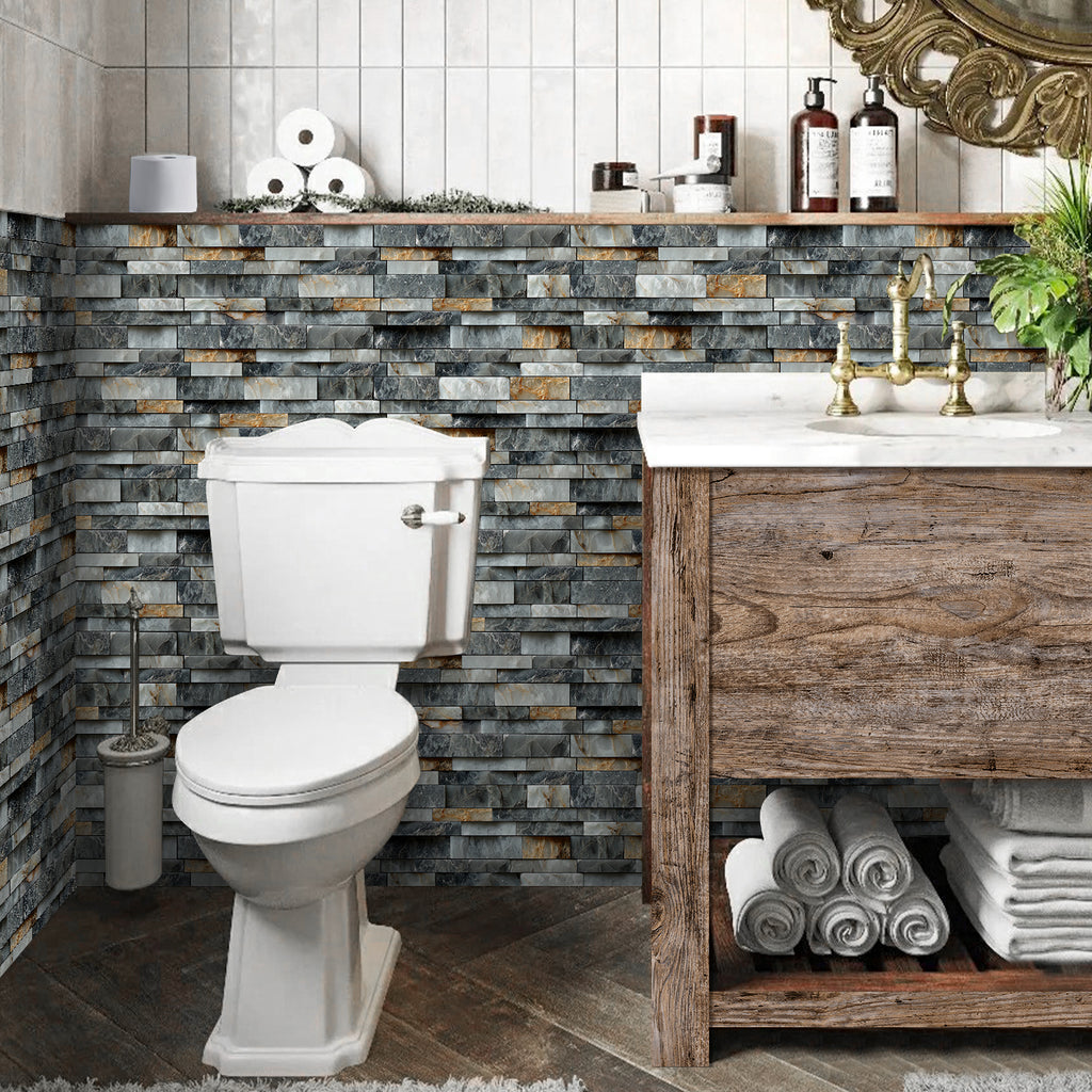 Linear Mosaic Tile Stickers - Bronze Black - High Gloss Crystal Film