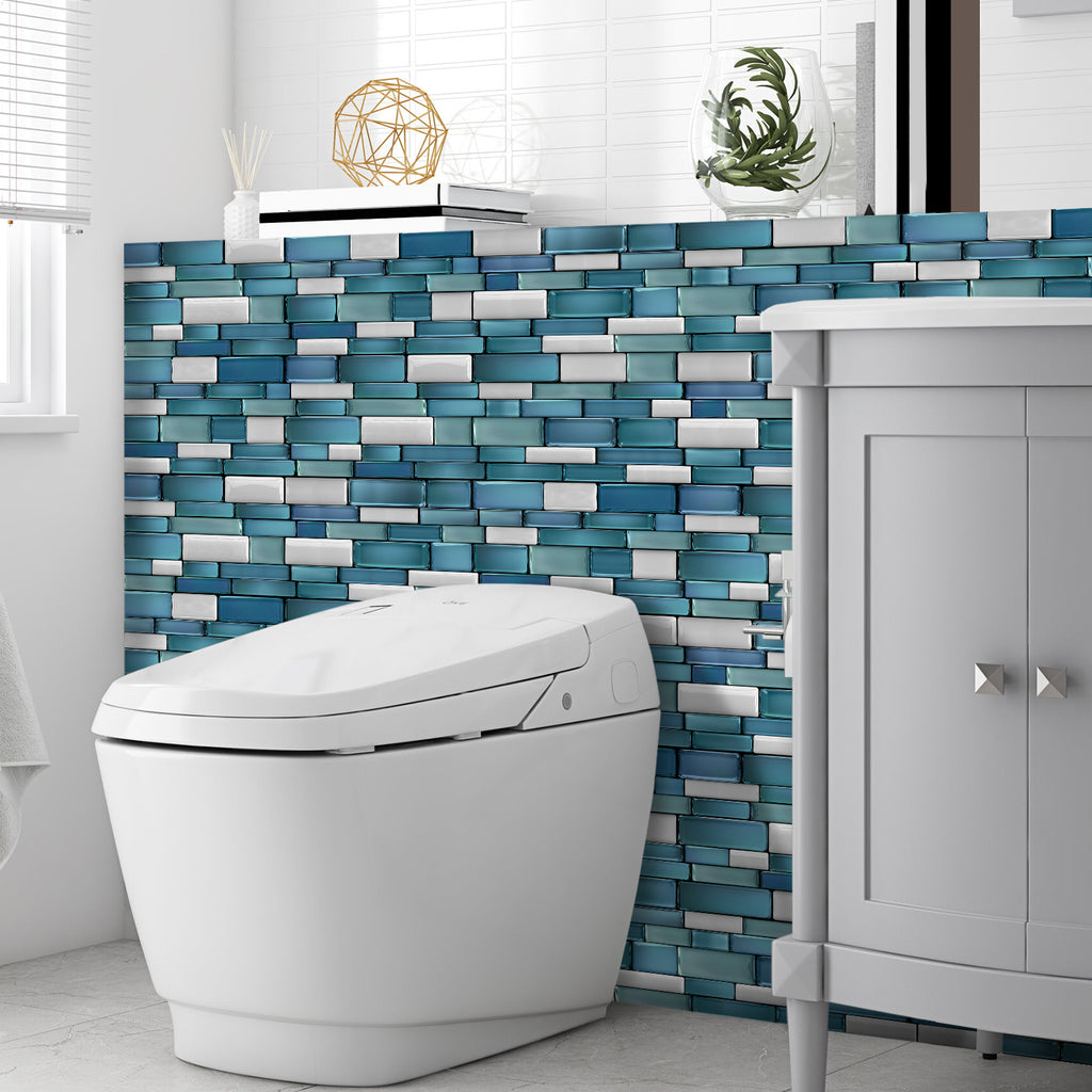 Linear Mosaic Tile Stickers - Lake Blue - High Gloss Crystal Film