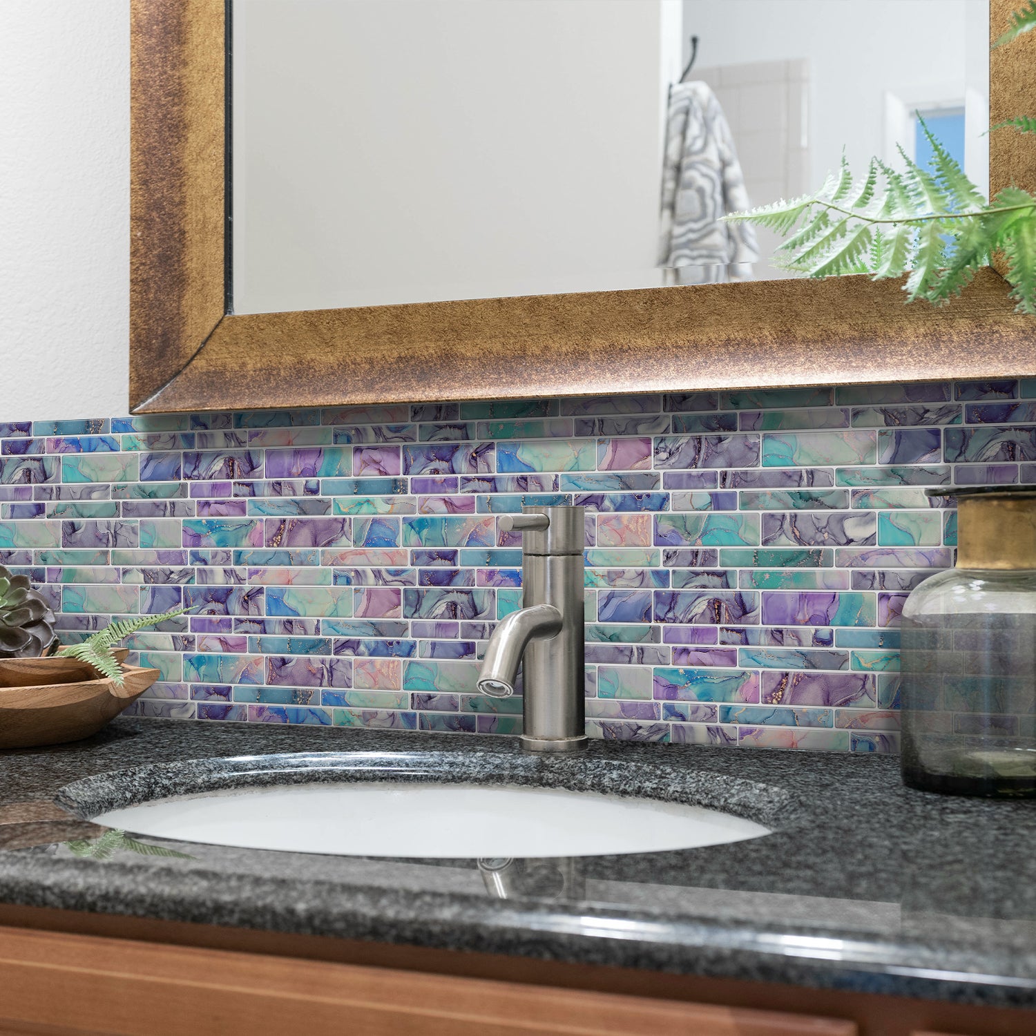 Linear Mosaic Tile Stickers - Dreamy Macaron - High Gloss Crystal Film