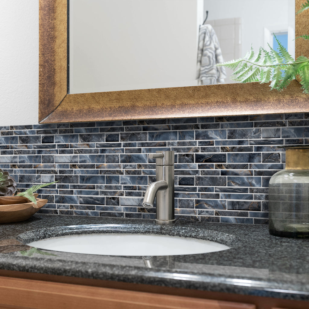 Linear Mosaic Tile Stickers - Slate Grey - High Gloss Crystal Film