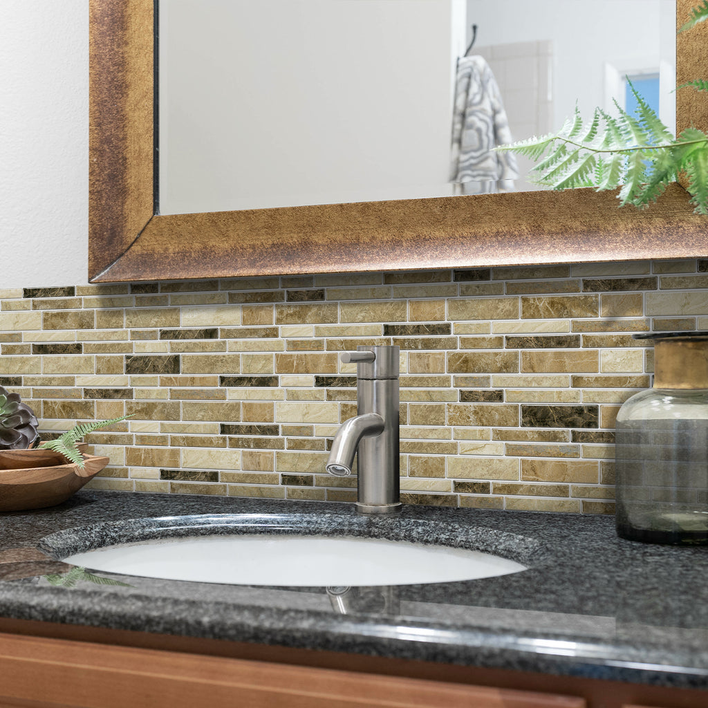 Linear Mosaic Tile Stickers - Warm Apricot - High Gloss Crystal Film