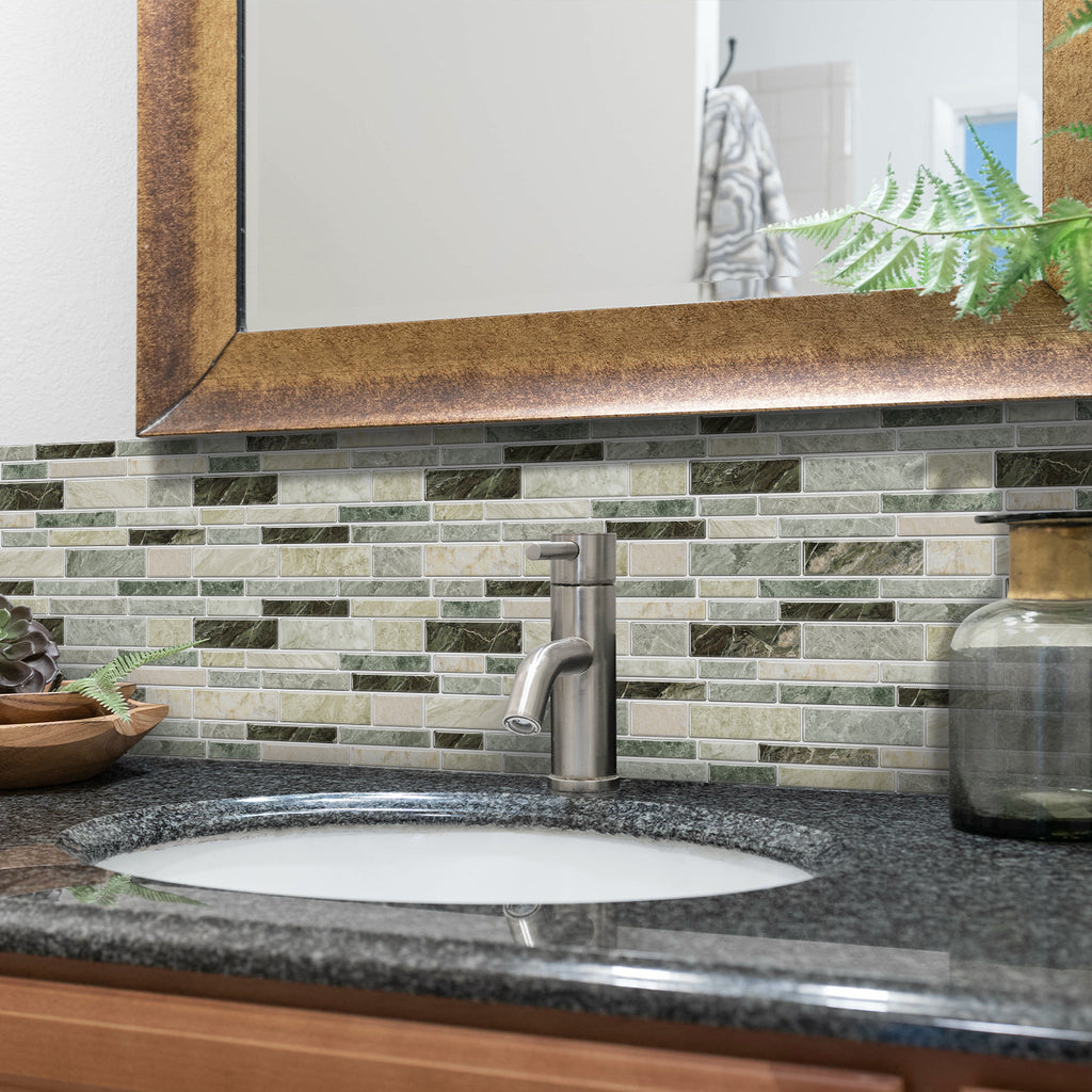 Linear Mosaic Tile Stickers - Slate Gray - High Gloss Crystal Film