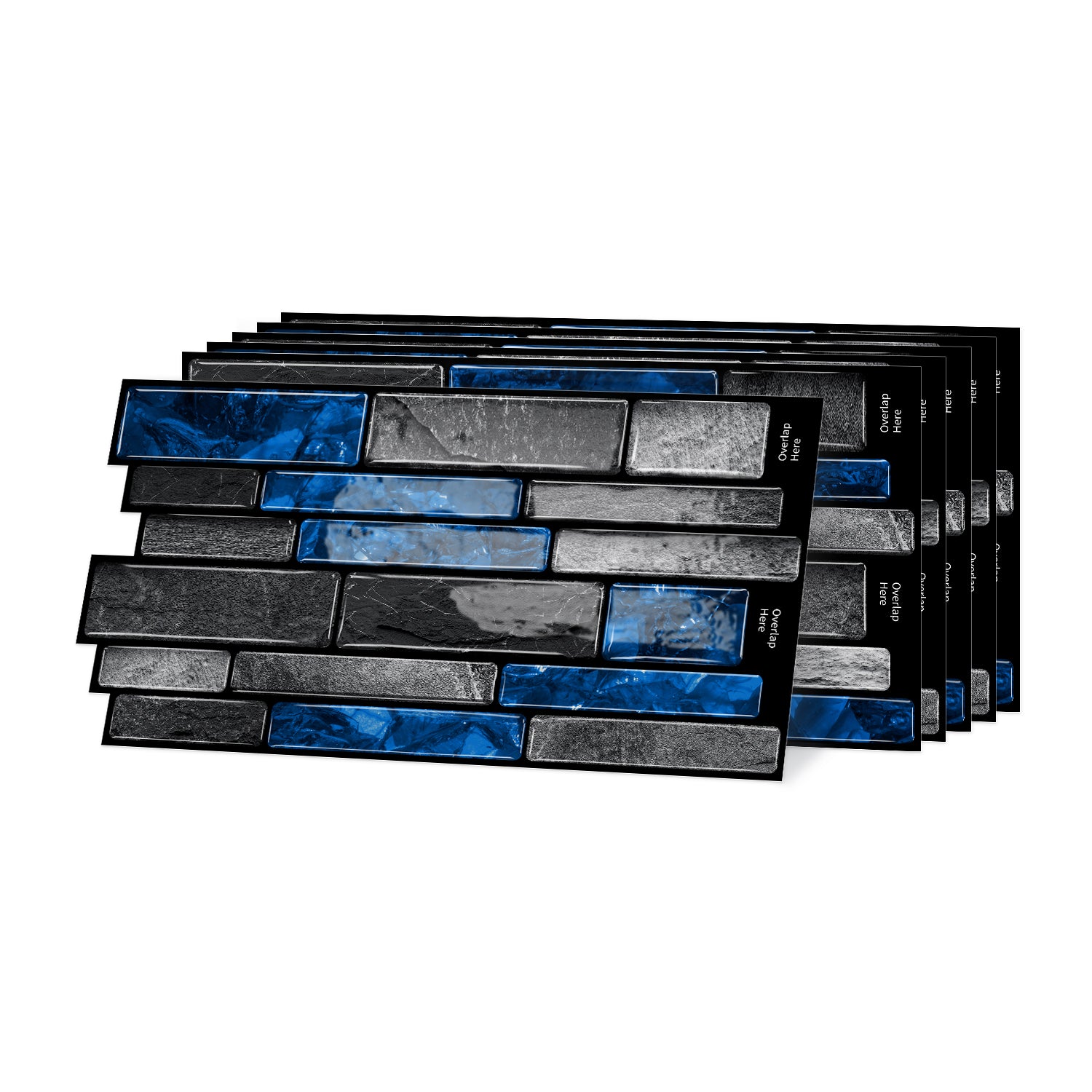 Midnight Blue Slate Faux Stone Gel Tiles - 3D Peel and Stick Splashback