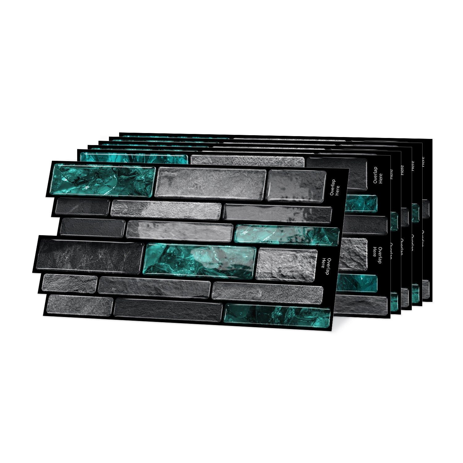Emerald Green Slate Faux Stone Gel Tiles - 3D Peel and Stick Splashback