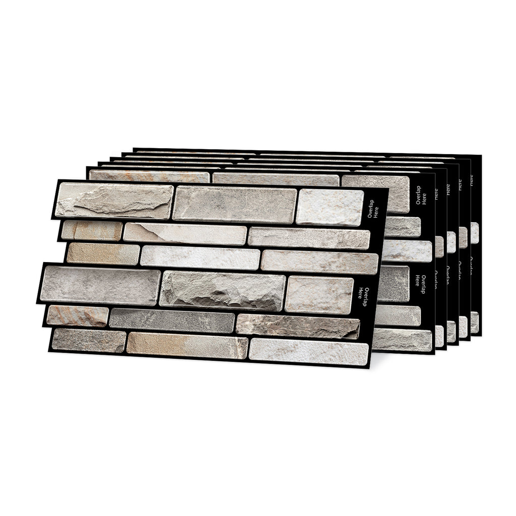 Natural Limestone Faux Stone Gel Tiles - 3D Peel and Stick Splashback