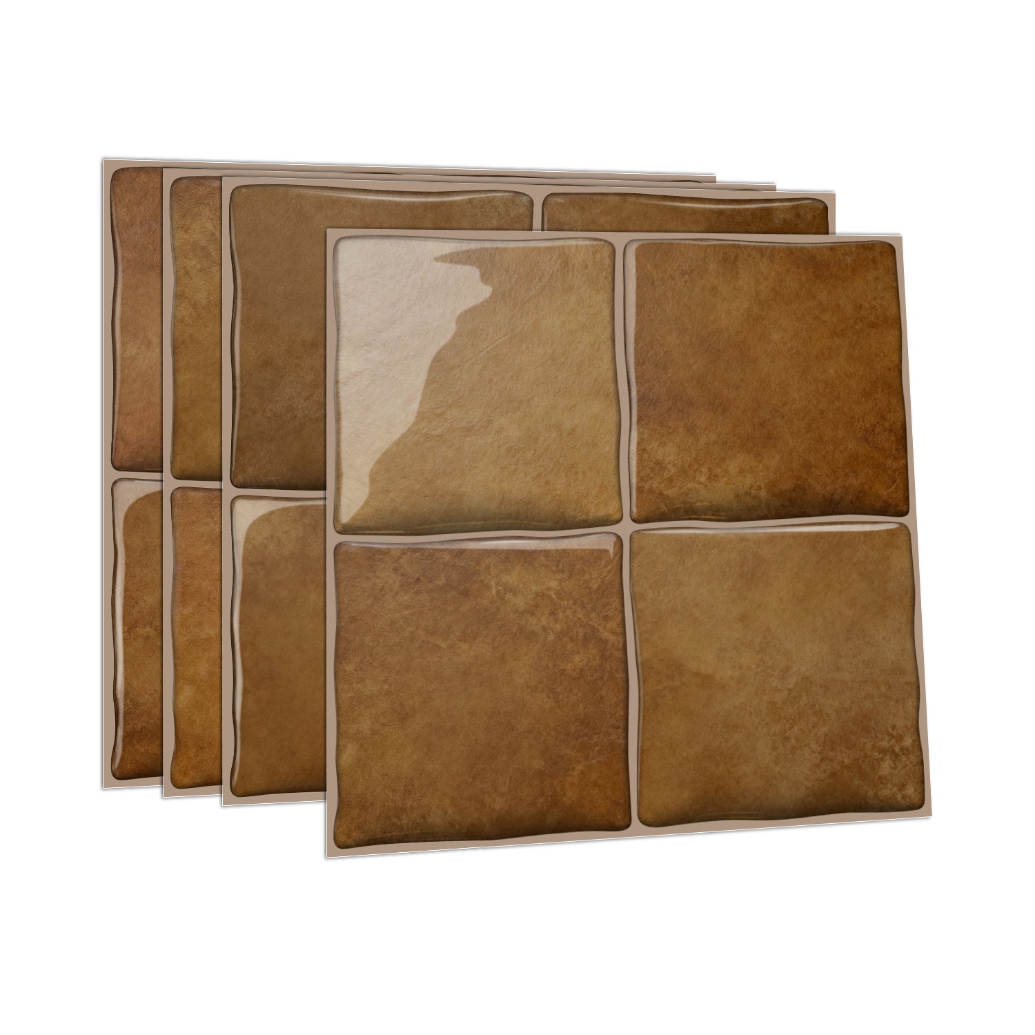 Amber Brown Square Grid Mosaic Tiles - 3D Gel Peel and Stick Splashback