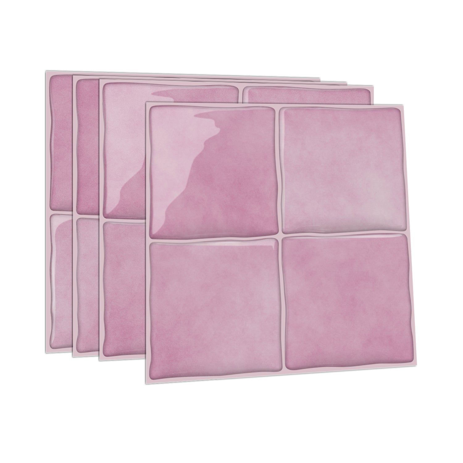 Rose Pink Square Grid Mosaic Tiles - 3D Gel Peel and Stick Splashback