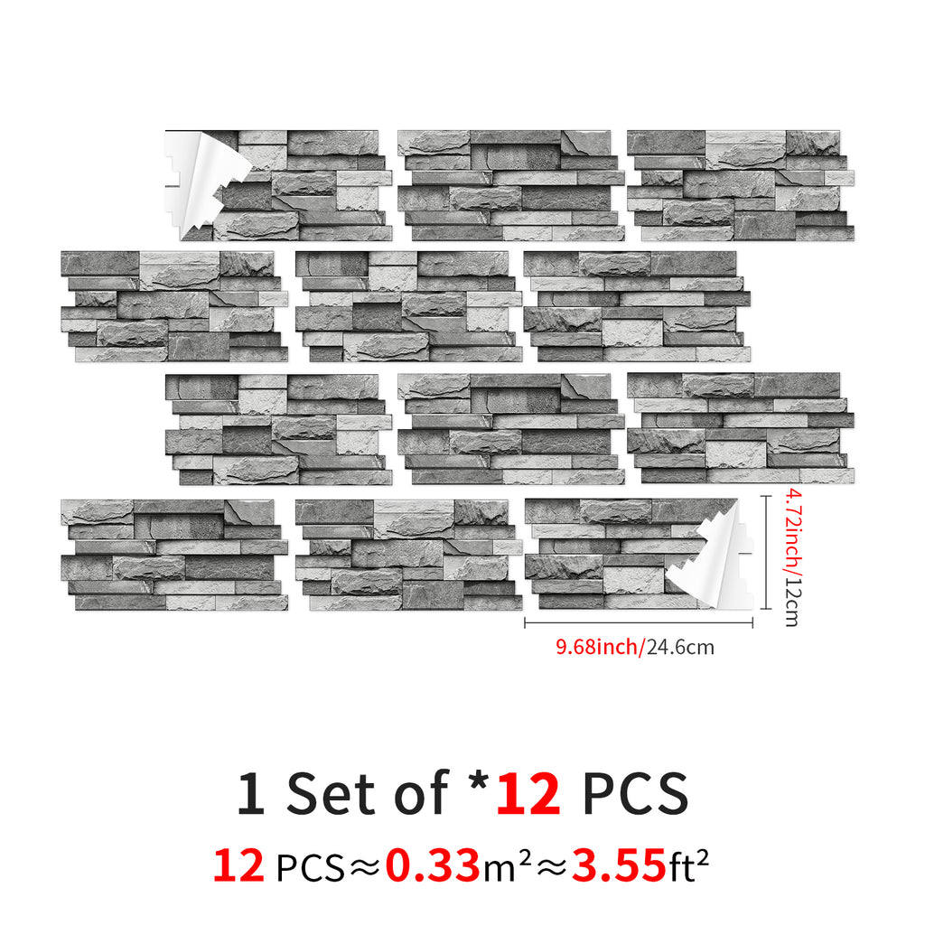 Linear Mosaic Tile Stickers - Dark Gray - High Gloss Crystal Film