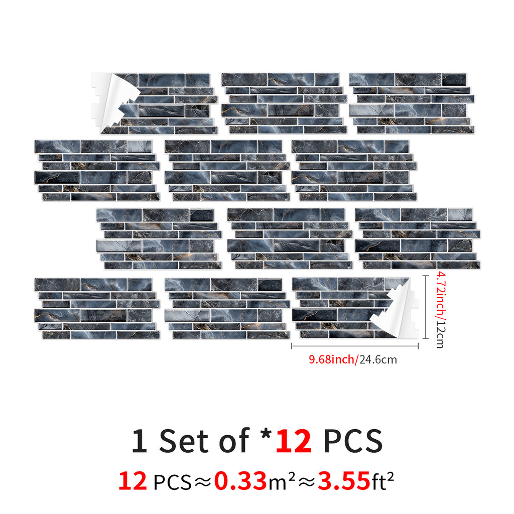 Linear Mosaic Tile Stickers - Slate Grey - High Gloss Crystal Film