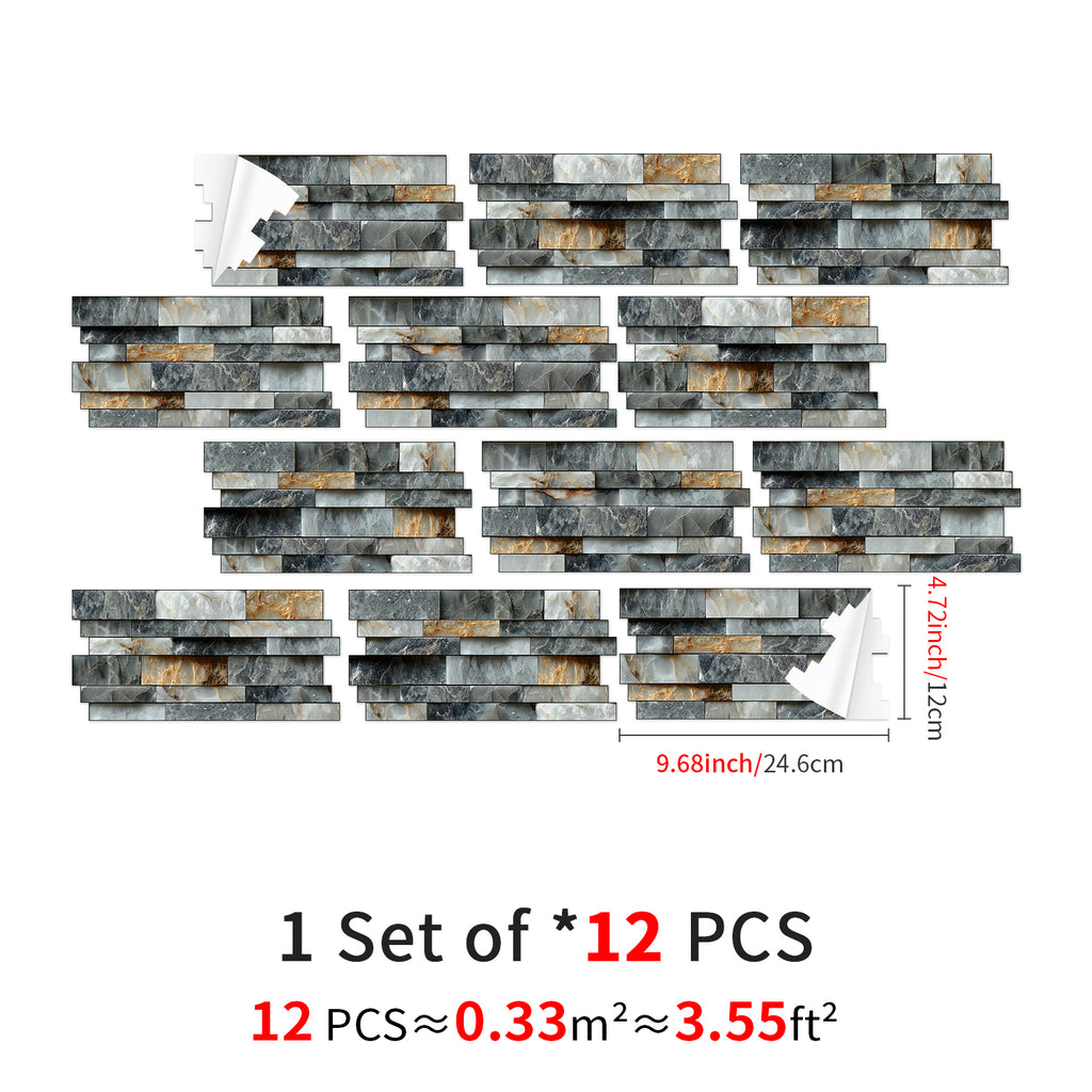 Linear Mosaic Tile Stickers - Bronze Black - High Gloss Crystal Film