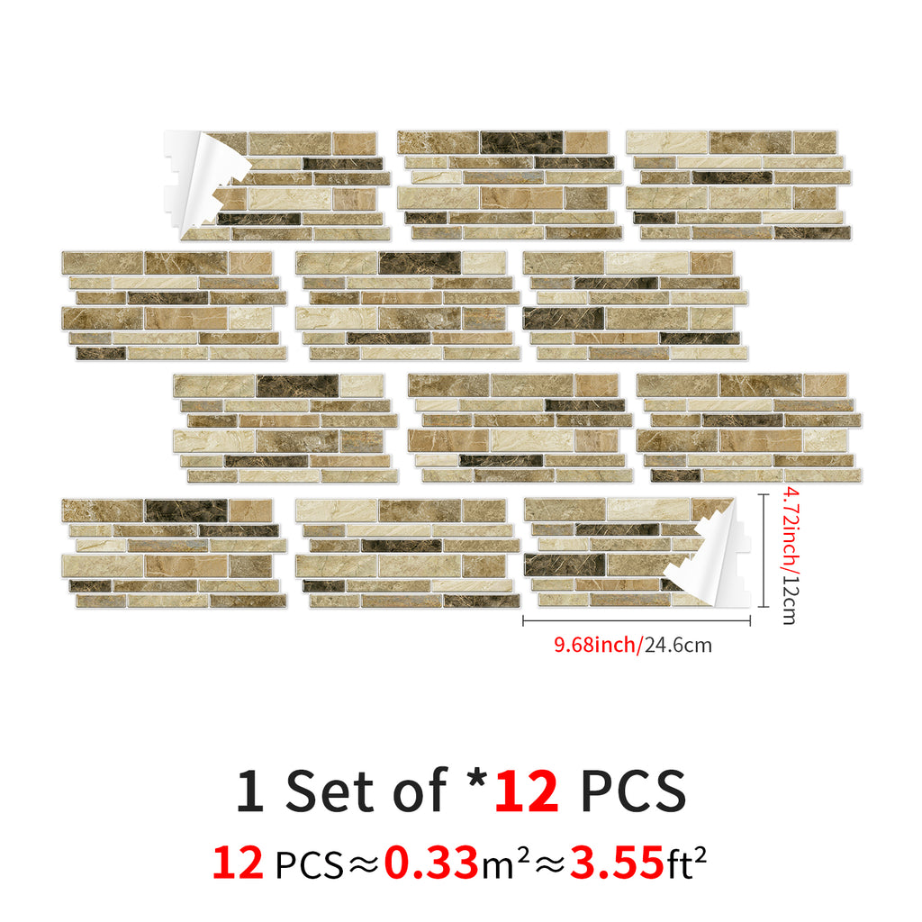 Linear Mosaic Tile Stickers - Warm Apricot - High Gloss Crystal Film