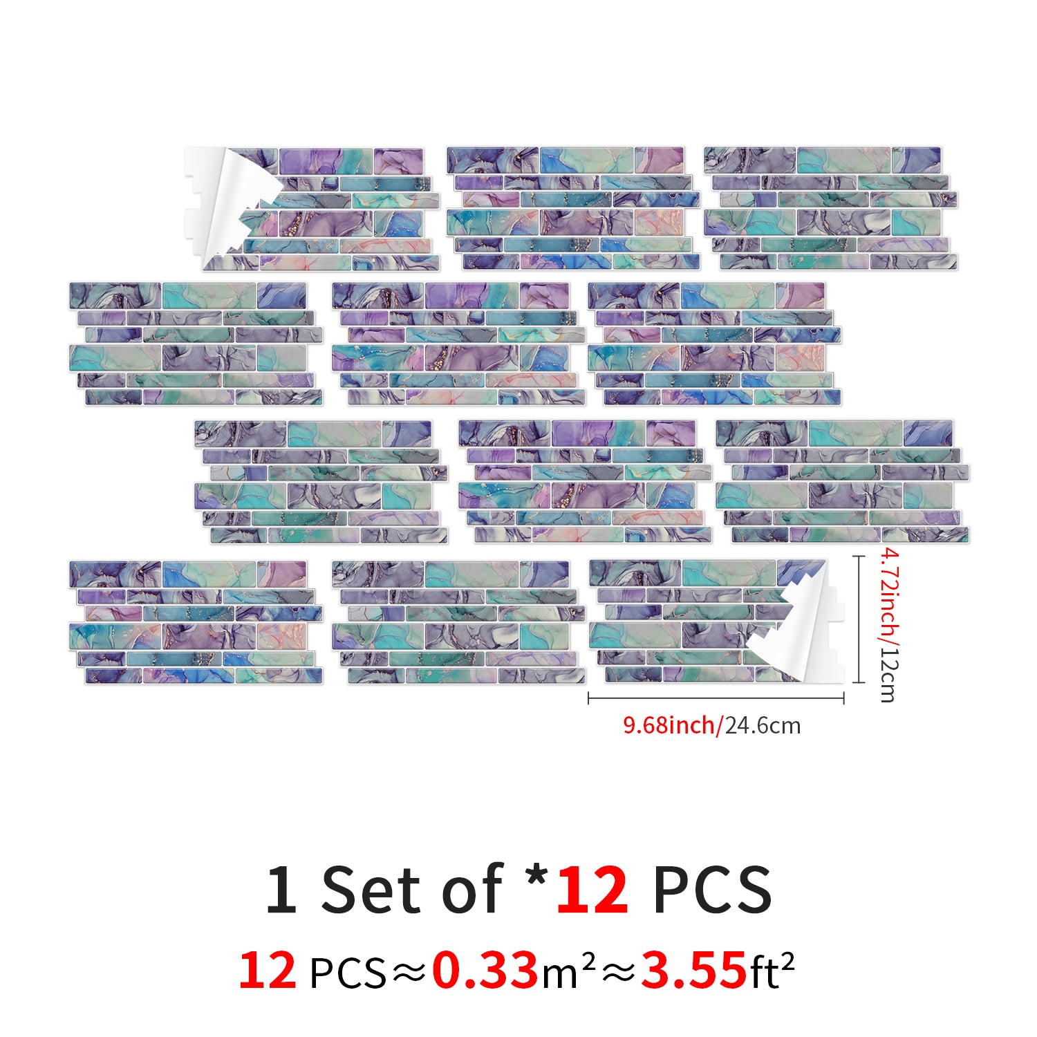 Linear Mosaic Tile Stickers - Dreamy Macaron - High Gloss Crystal Film