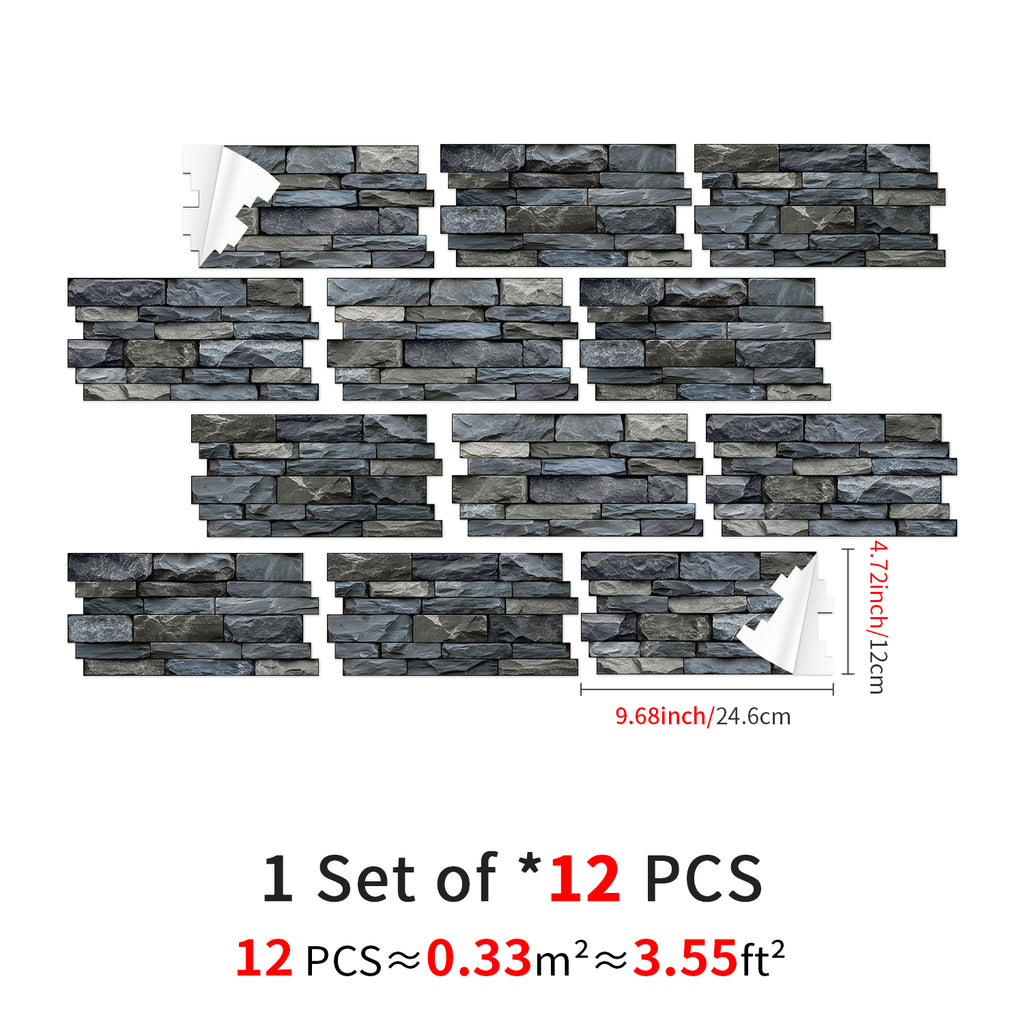 Linear Mosaic Tile Stickers - Grey Blue - High Gloss Crystal Film