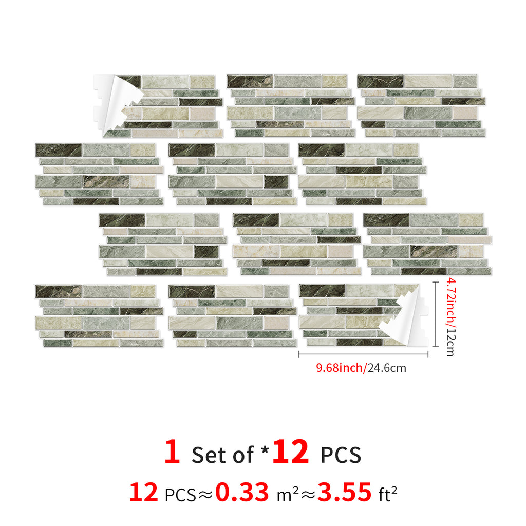 Linear Mosaic Tile Stickers - Slate Gray - High Gloss Crystal Film
