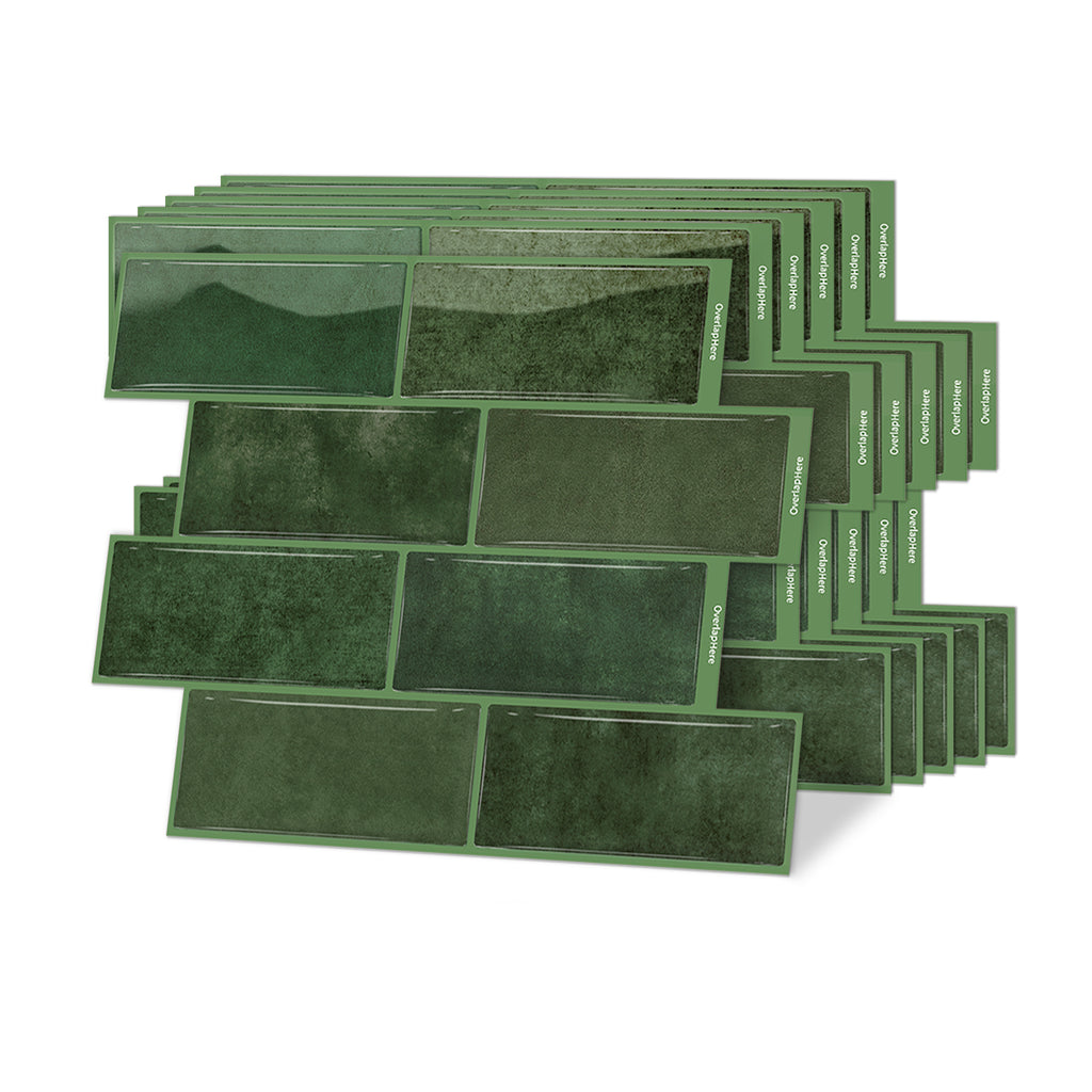 High Gloss 3D Metro Tiles - Vintage Green - Self Adhesive Bathroom & Kitchen Splashback