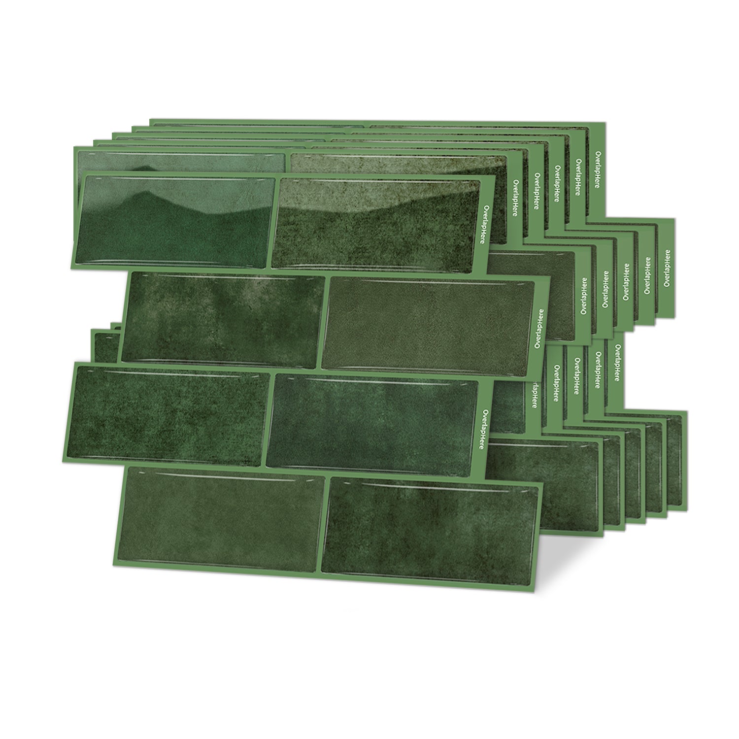 High Gloss 3D Metro Tiles - Vintage Green - Self Adhesive Bathroom & Kitchen Splashback