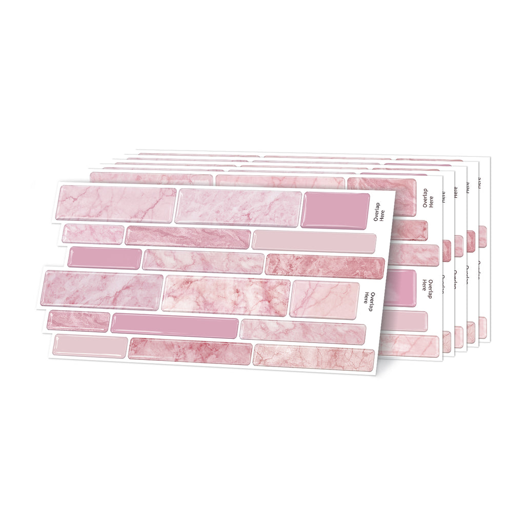 Blush Pink Marble 3D Gel Mosaic Tiles - Heat Resistant Stick on Splashback