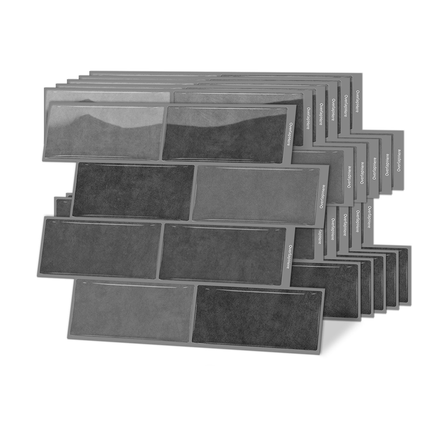 High Gloss 3D Metro Tiles - Dark Gray - Self Adhesive Bathroom & Kitchen Splashback